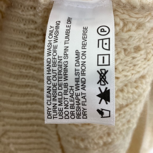 Orvis Fisherman Sweater Mens L Ivory 100% Wool Cable Chunky Knit Made in Ireland - Picture 6 of 12